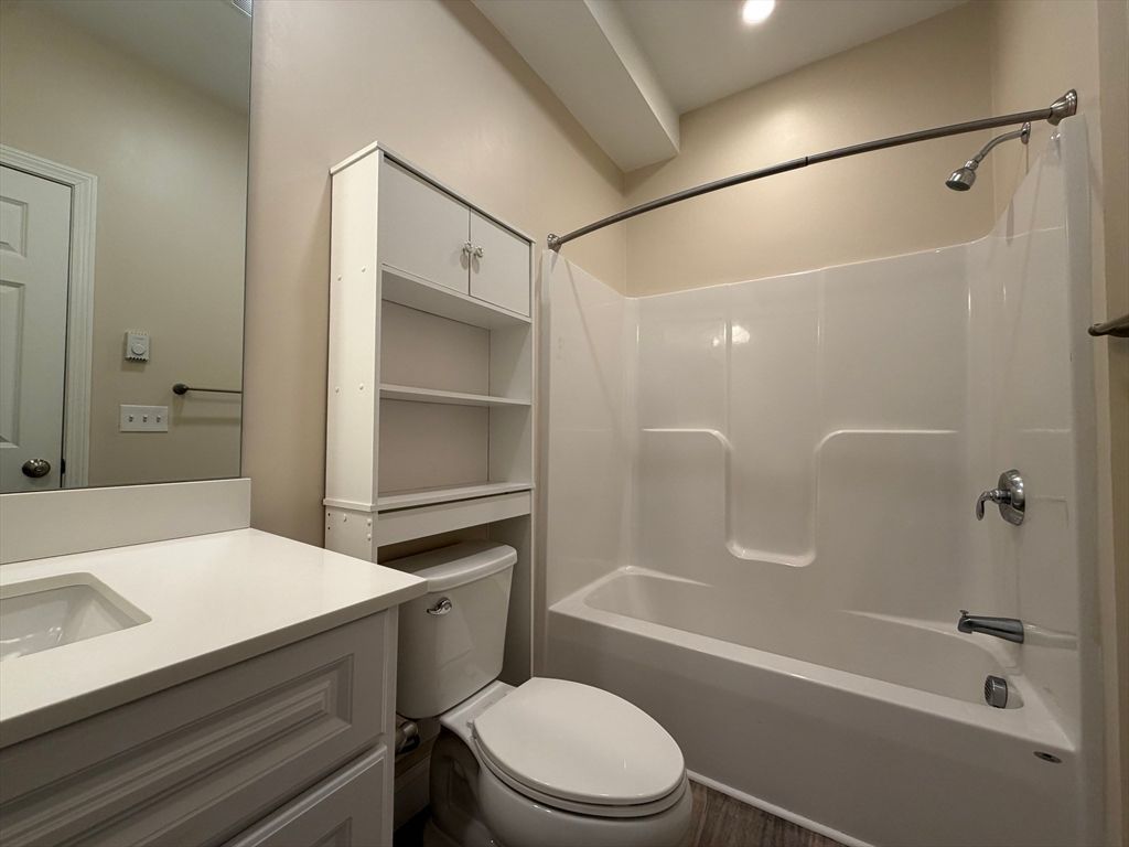 Bathroom, Interior, Recessed Lighting, Wood Texture Flooring