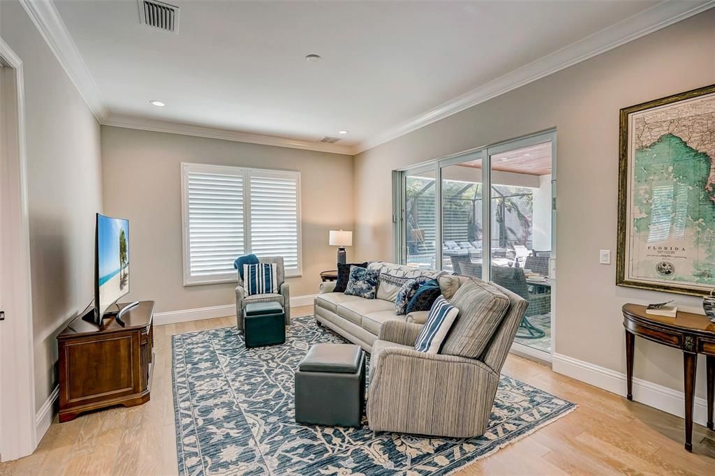 Interior, Living room, Recessed Lighting, Wood Texture Flooring