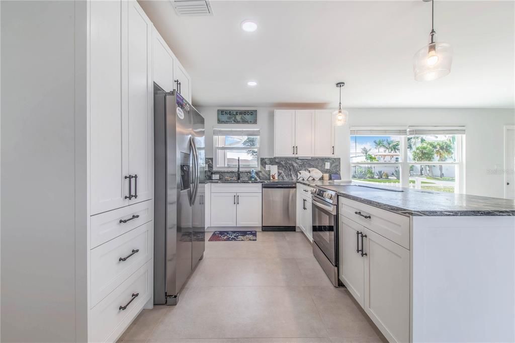 Interior, Kitchen, Pendant Lights, Recessed Lighting, Stainless Steel Appliances