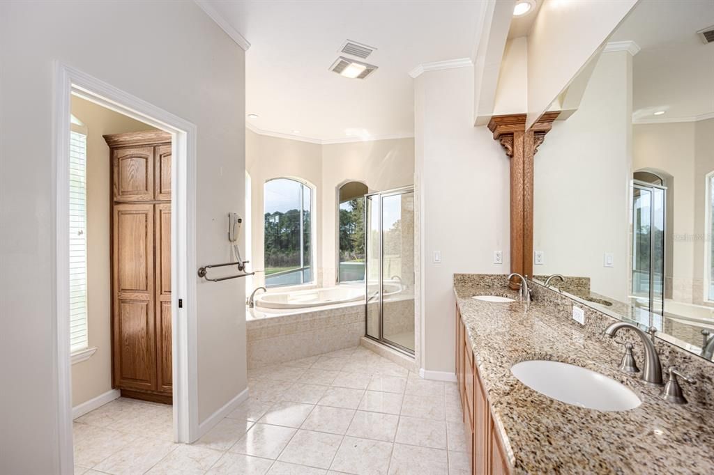Bathroom, Dual Sink Vanities, Glass Shower, Interior, Recessed Lighting