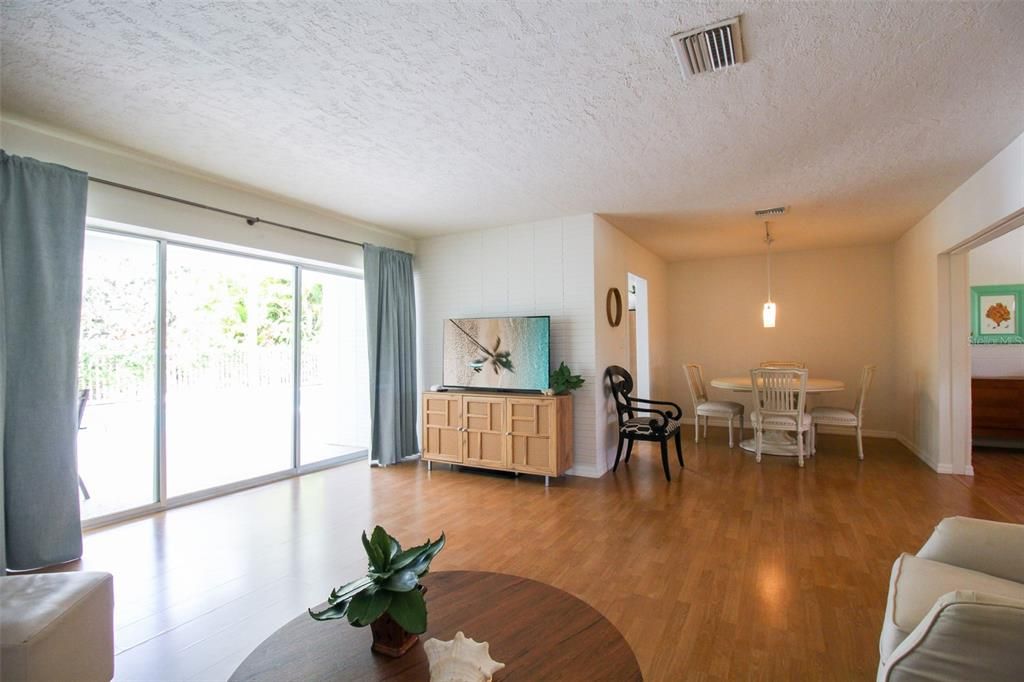 Interior, Wood Texture Flooring, Living room, Dining room, Pendant Lights