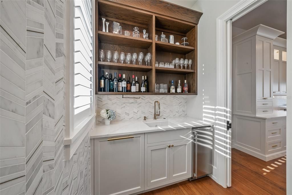 Interior, Kitchen, Marble Walls, Wood Texture Flooring