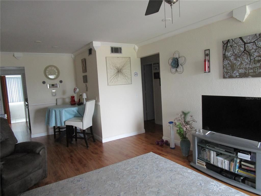 Dining room, Interior, Stone Walls, Wood Texture Flooring