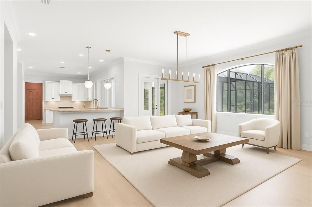 Interior, Kitchen, Living room, Pendant Lights, Recessed Lighting