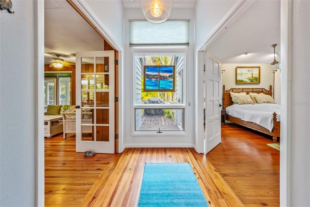 Bedroom, Interior, Pendant Lights, Wood Texture Flooring