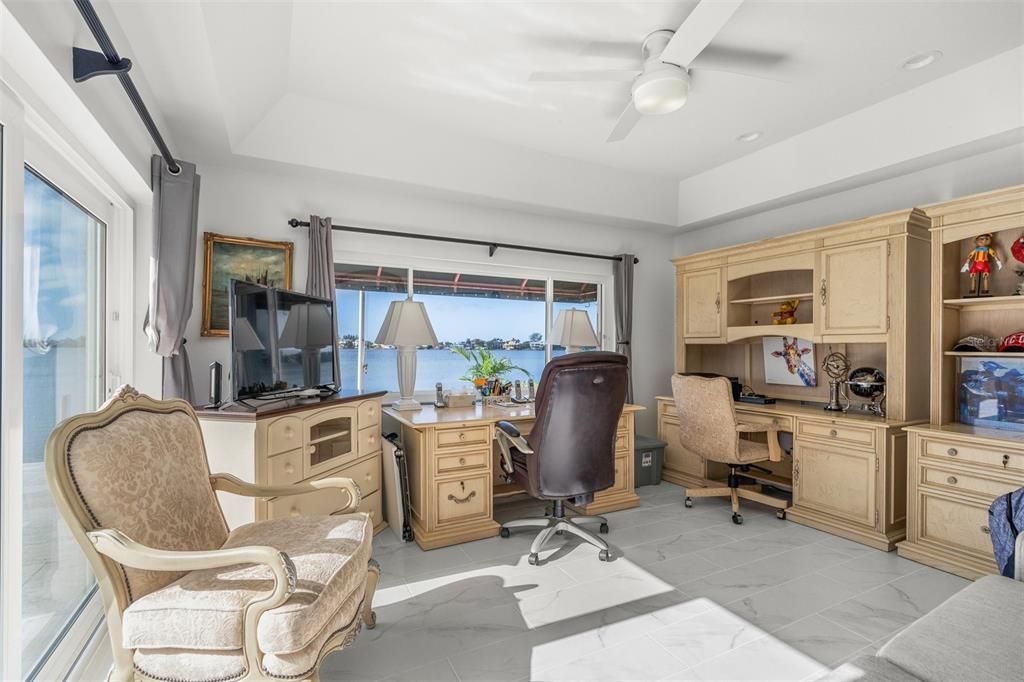 Home Office, Interior, Marble, Recessed Lighting