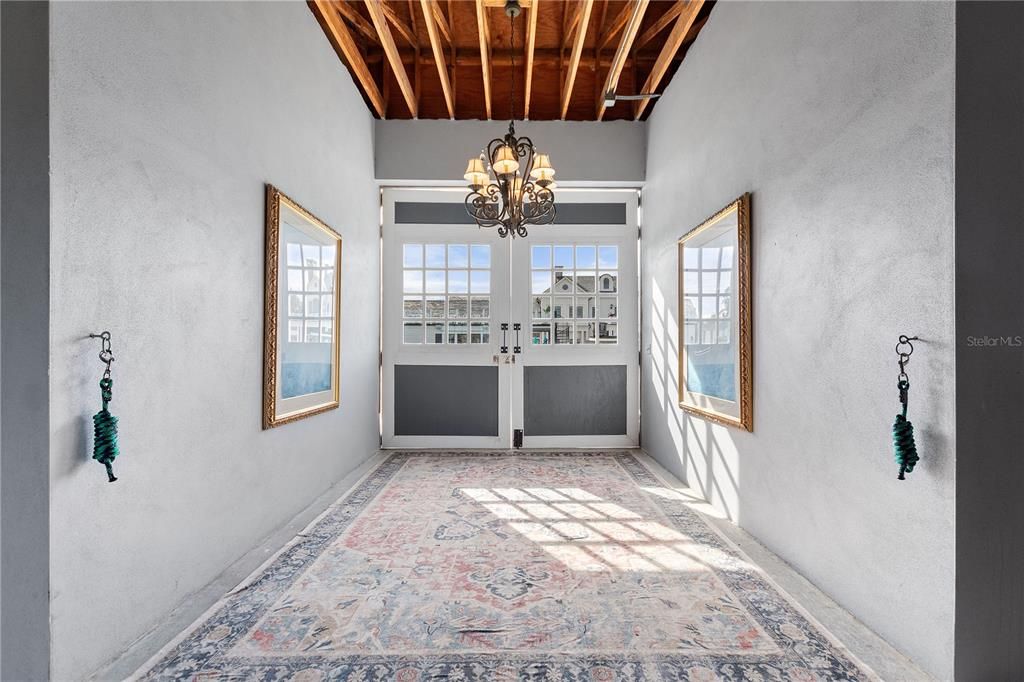 Chandelier, Interior, Wooden Beams