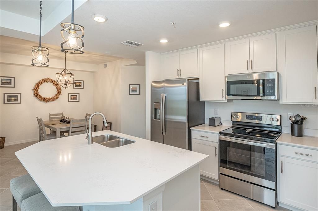 Interior, Kitchen, Pendant Lights, Recessed Lighting, Stainless Steel Appliances