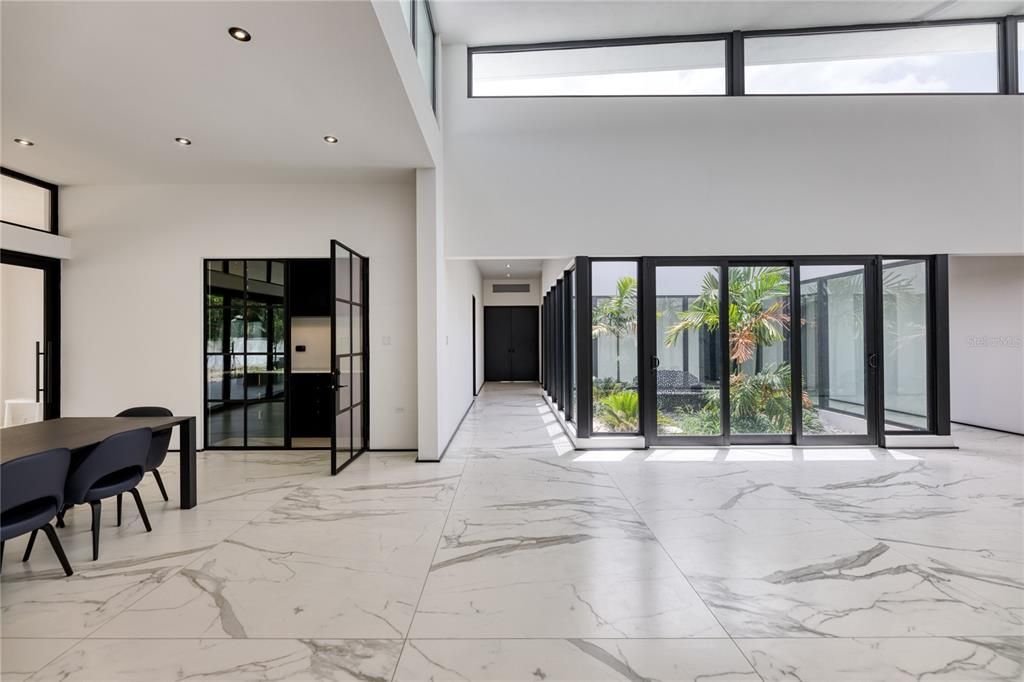 Dining room, Interior, Marble, Recessed Lighting