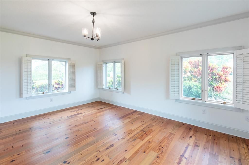 Empty room, Interior, Pendant Lights, Wood Texture Flooring