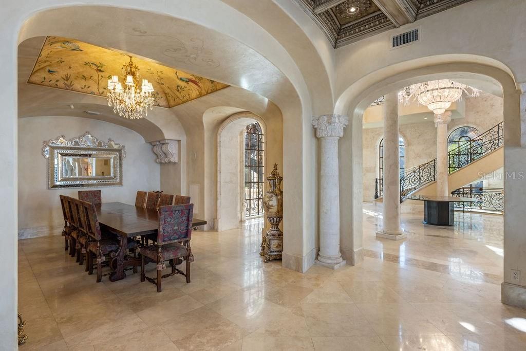 Chandelier, Dining room, Interior, Recessed Lighting