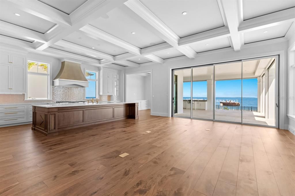Interior, Kitchen, Recessed Lighting, Water, Wood Texture Flooring