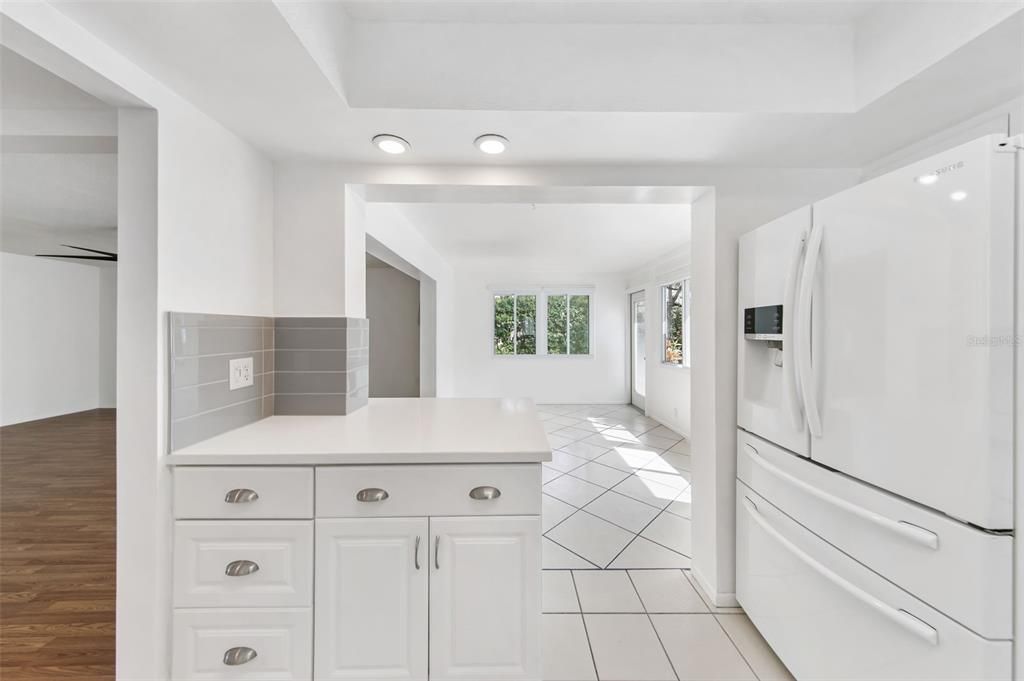 Interior, Kitchen, Recessed Lighting, Wood Texture Flooring