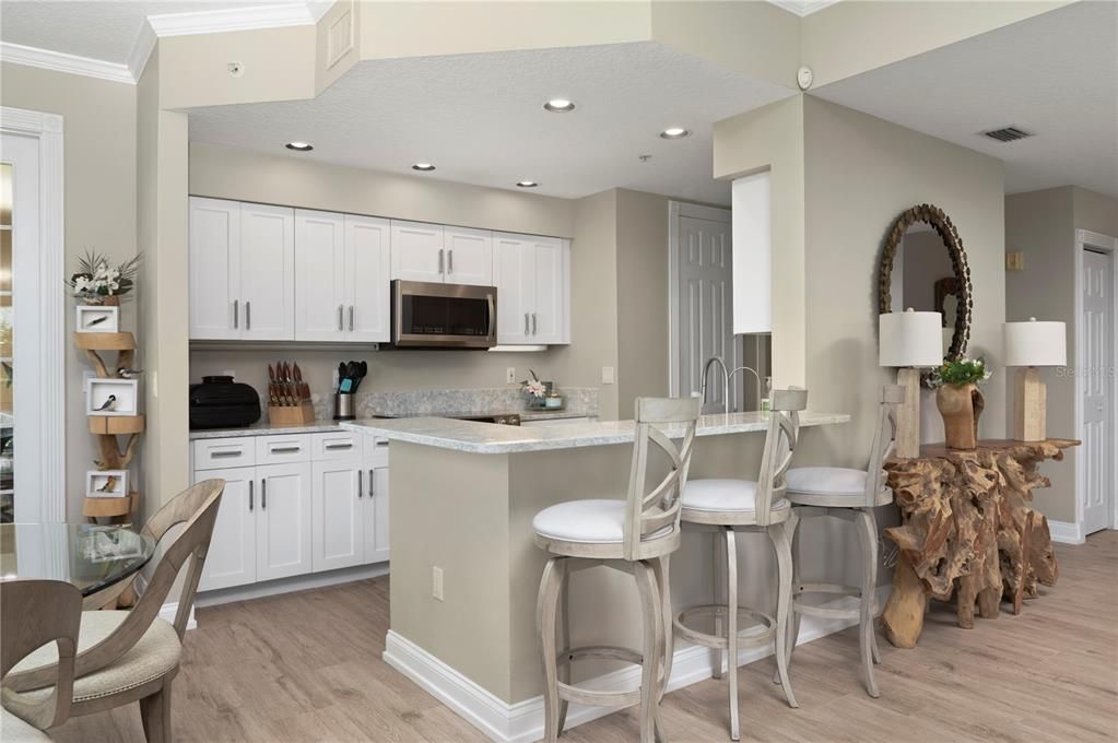 Interior, Kitchen, Recessed Lighting, Wood Texture Flooring
