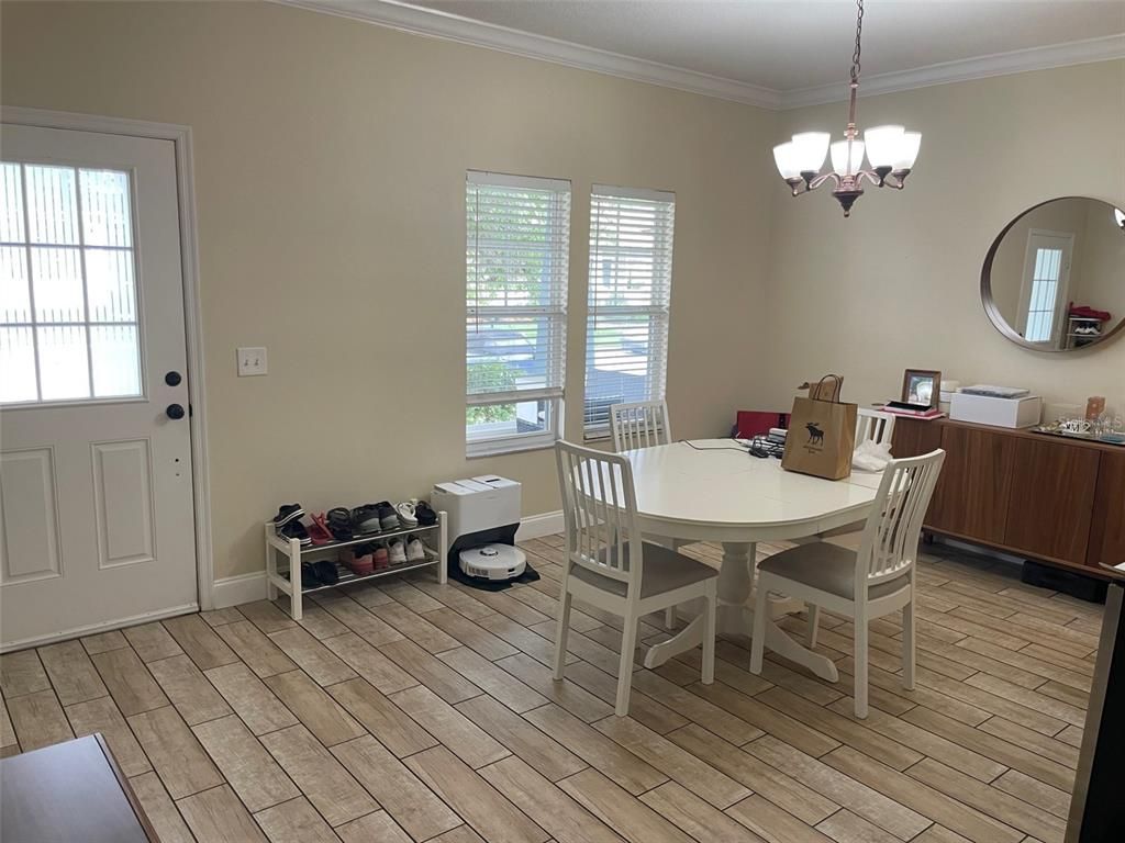 Chandelier, Dining room, Interior, Wood Texture Flooring