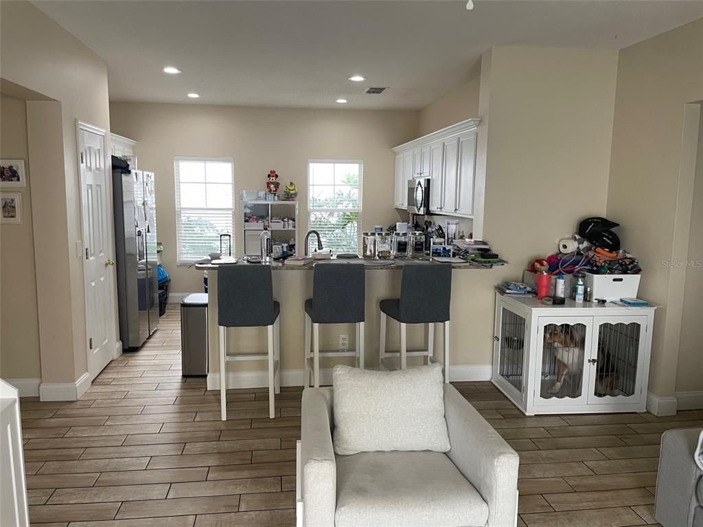 Interior, Kitchen, Recessed Lighting, Wood Texture Flooring