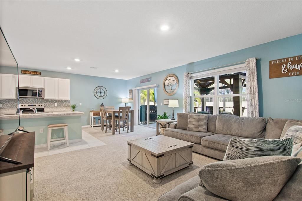 Dining room, Interior, Kitchen, Living room, Recessed Lighting, Stainless Steel Appliances