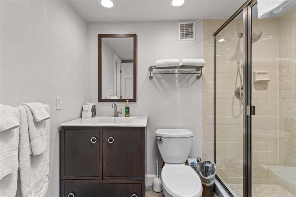 Bathroom, Glass Shower, Interior, Recessed Lighting