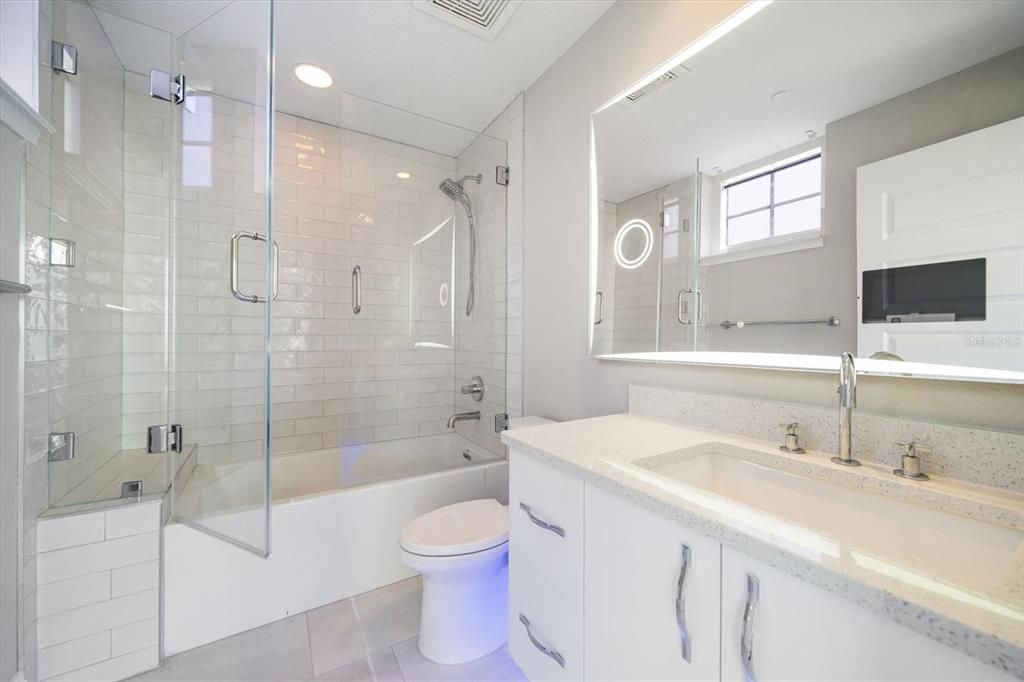 Bathroom, Glass Shower, Interior, Recessed Lighting