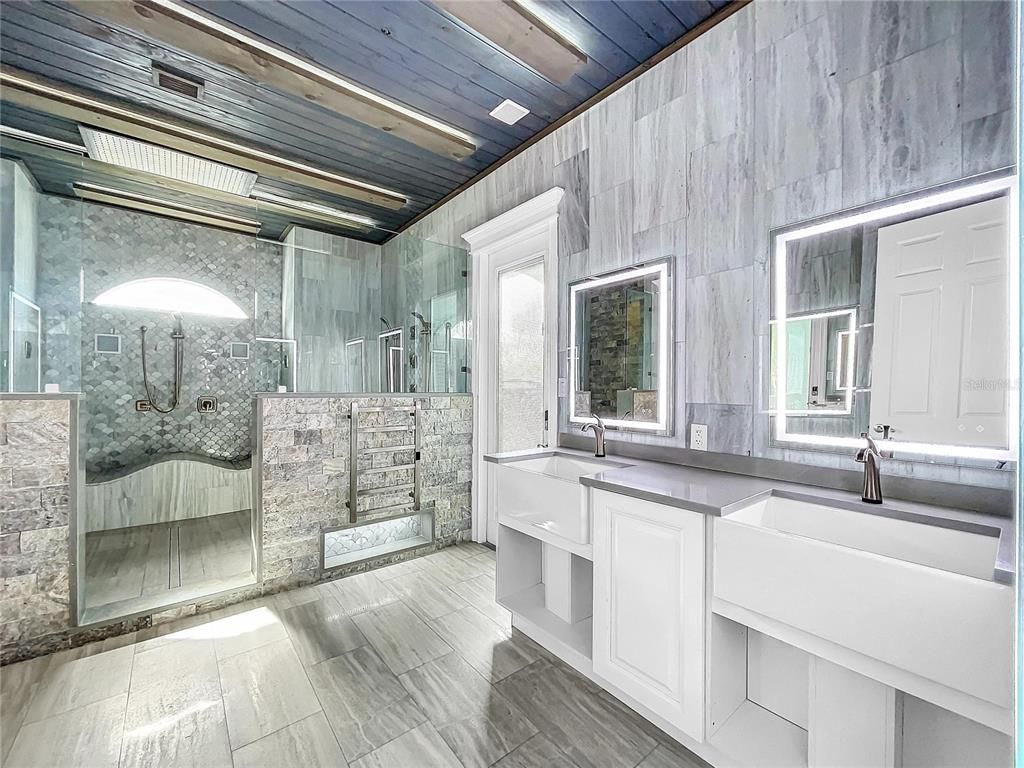 Bathroom, Dual Sink Vanities, Glass Shower, Interior