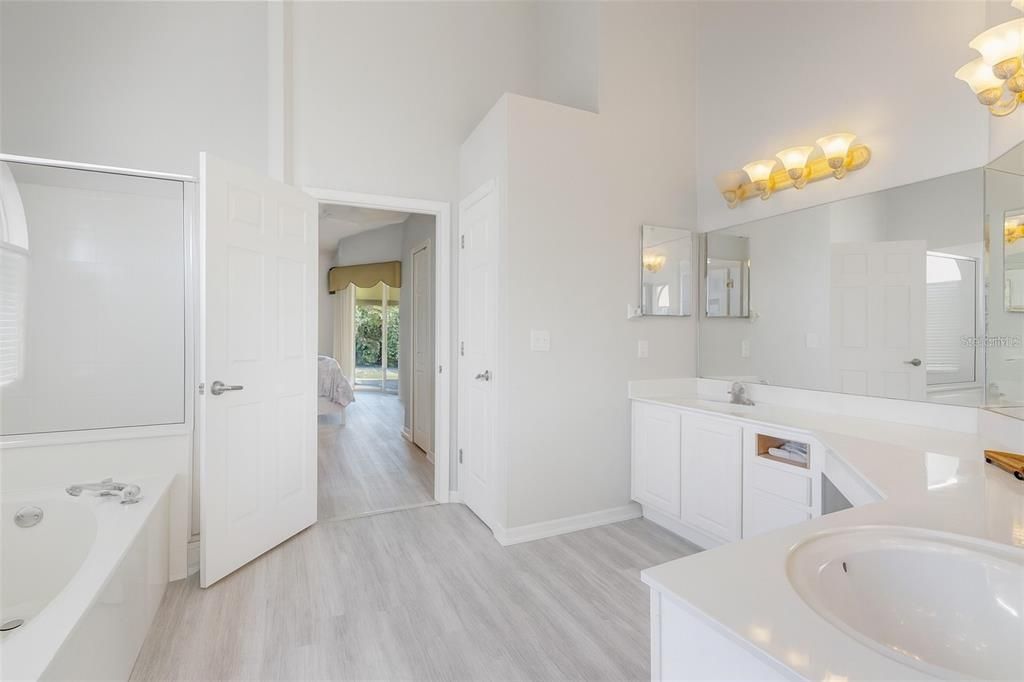 Bathroom, Dual Sink Vanities, Interior, Wood Texture Flooring