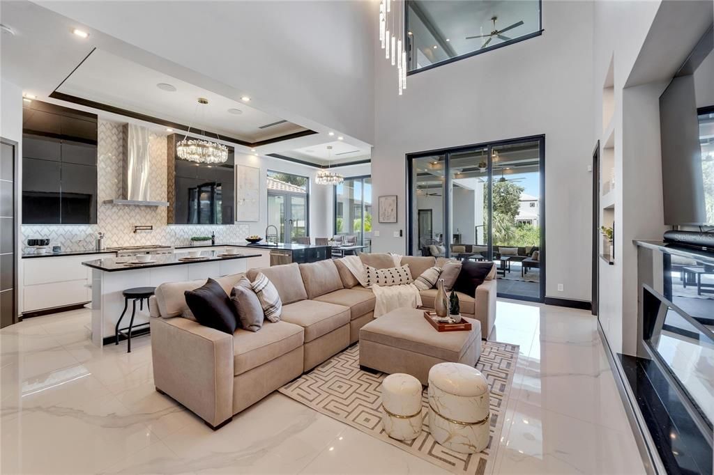 Chandelier, Interior, Kitchen, Living room, Recessed Lighting