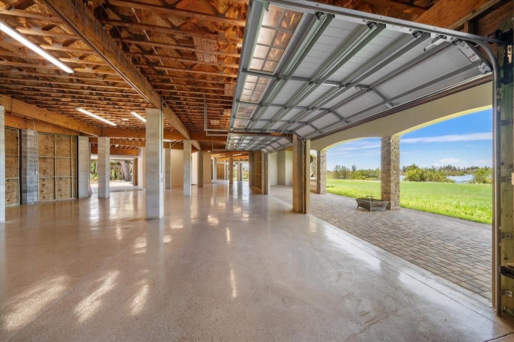 Garage, Interior, Stone Walls, Wooden Beams