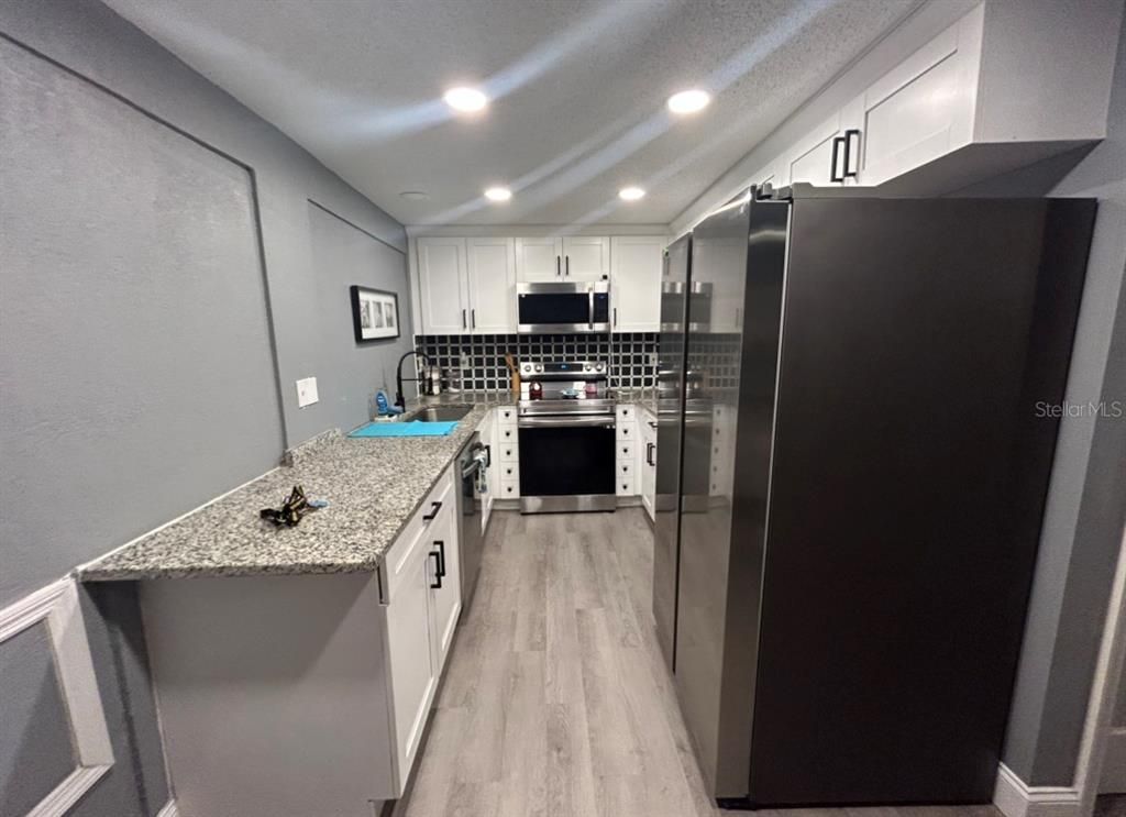 Interior, Kitchen, Recessed Lighting, Wood Texture Flooring