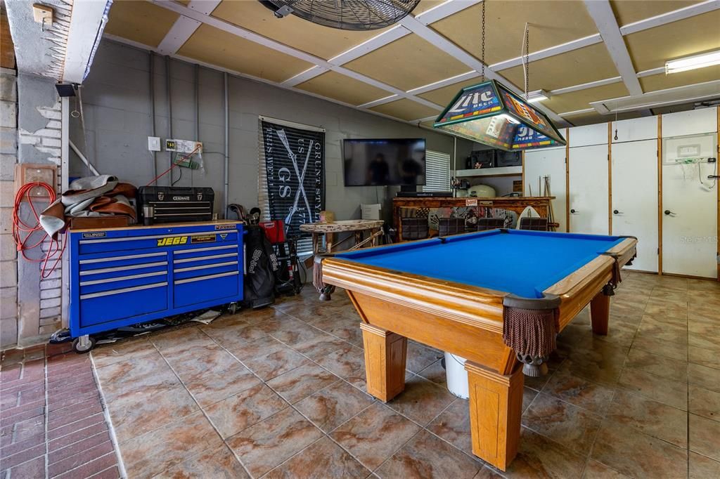Billiard Table, Game Room, Interior, Pendant Lights