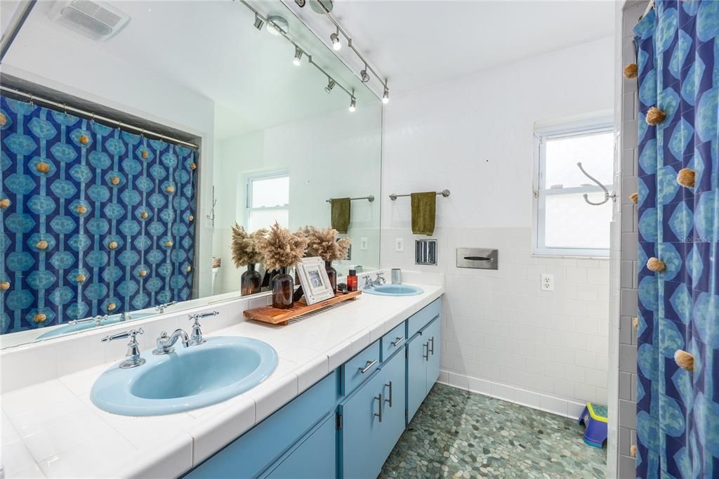 Bathroom, Dual Sink Vanities, Interior, Tile Countertops