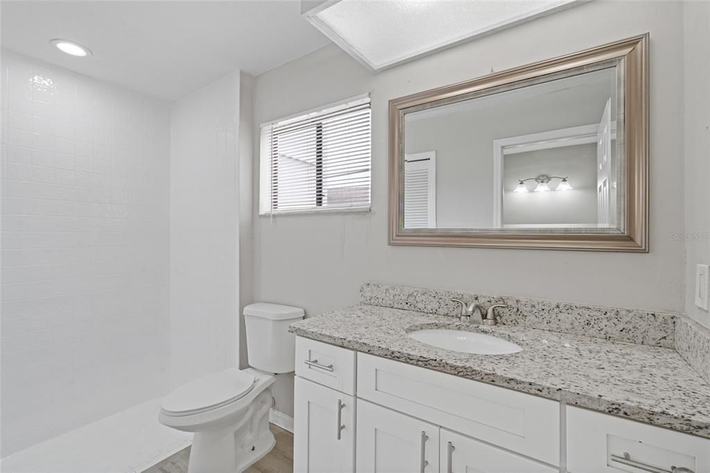 Bathroom, Interior, Recessed Lighting, Wood Texture Flooring