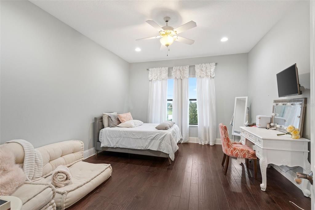 Bedroom, Home Office, Interior, Recessed Lighting, Wood Texture Flooring