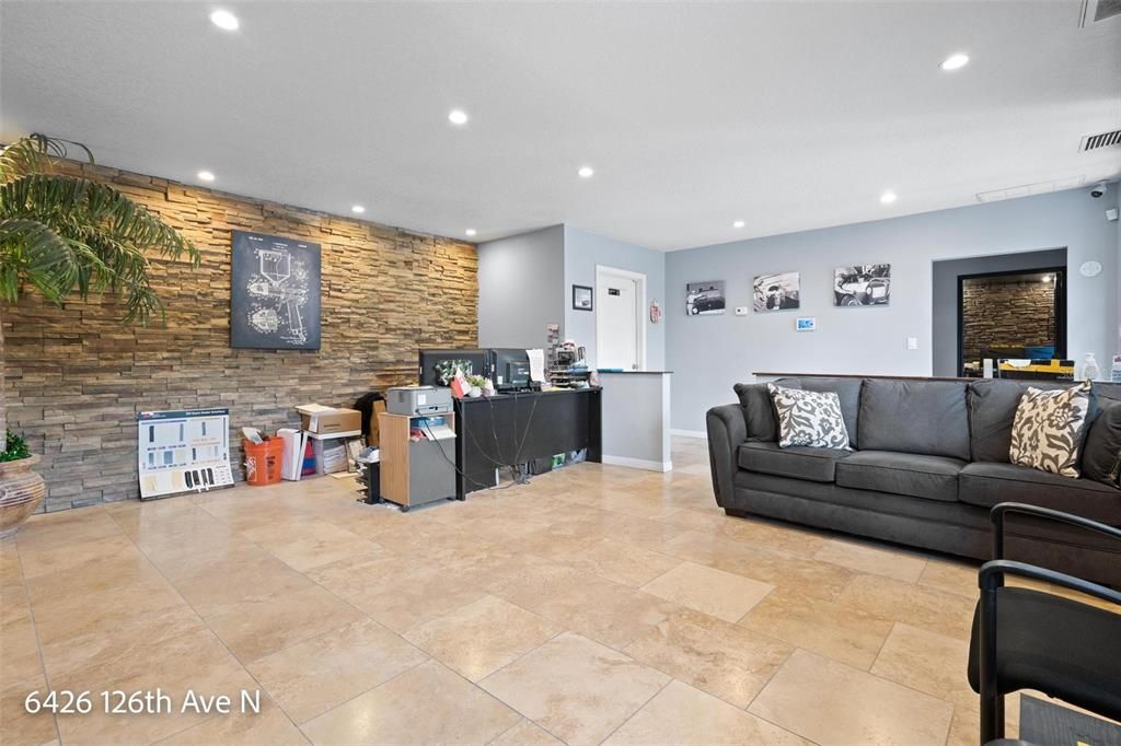 Interior, Living room, Recessed Lighting, Stone Walls