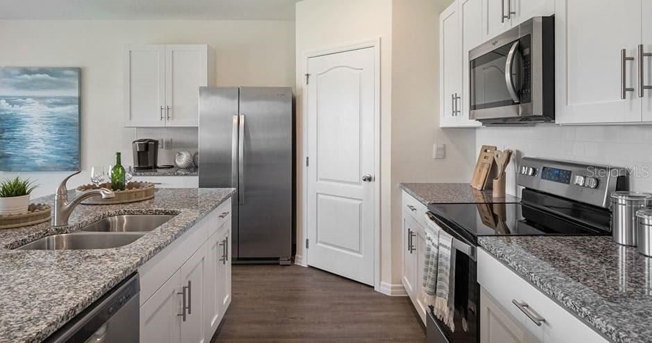 Interior, Kitchen, Stainless Steel Appliances, Water, Wood Texture Flooring