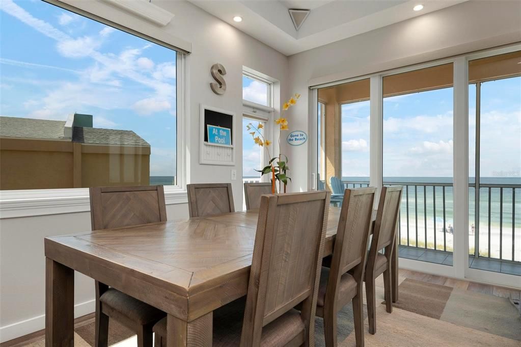 Dining room, Interior, Recessed Lighting, Water, Wood Texture Flooring