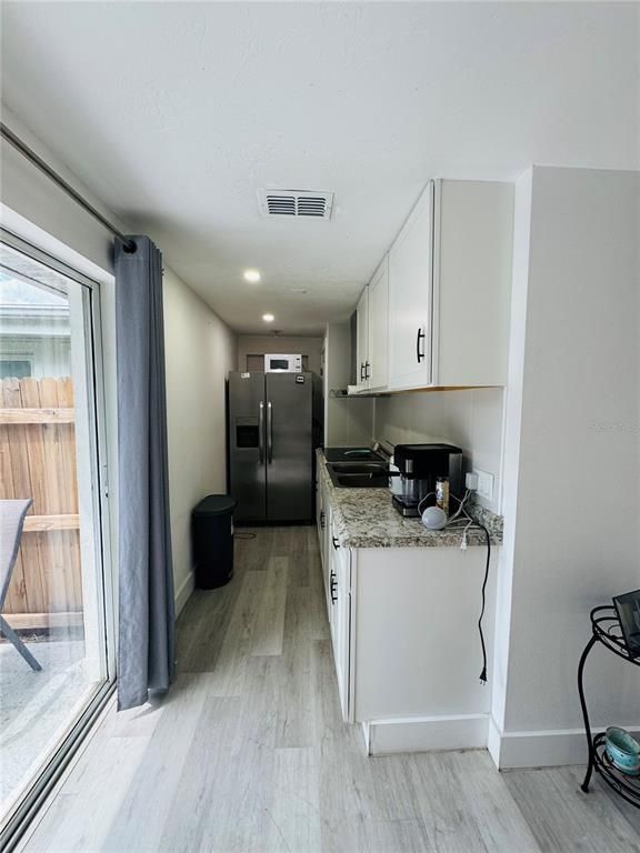 Interior, Kitchen, Recessed Lighting, Wood Texture Flooring