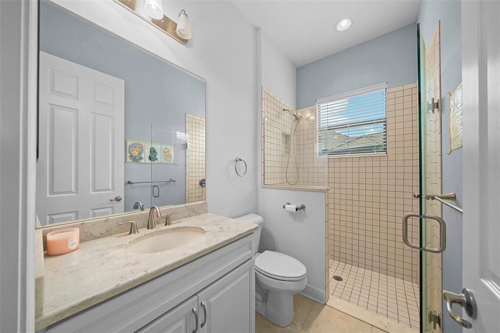 Bathroom, Glass Shower, Interior, Recessed Lighting