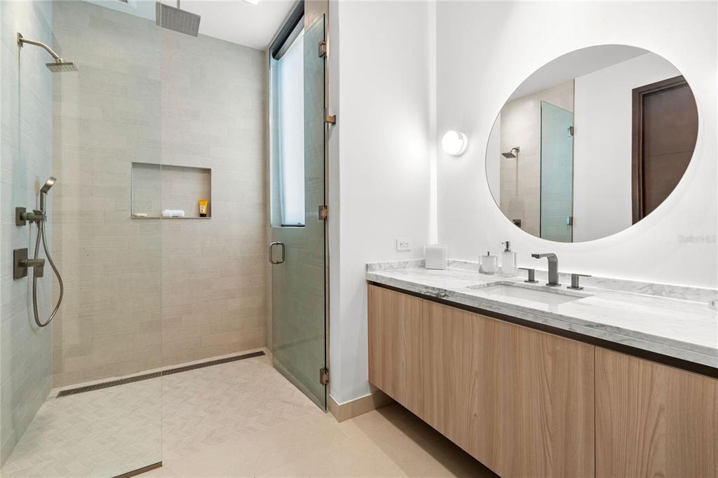 Bathroom, Dual Sink Vanities, Glass Shower, Interior