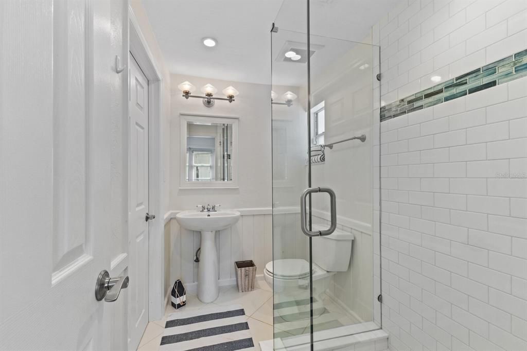 Bathroom, Glass Shower, Interior, Recessed Lighting
