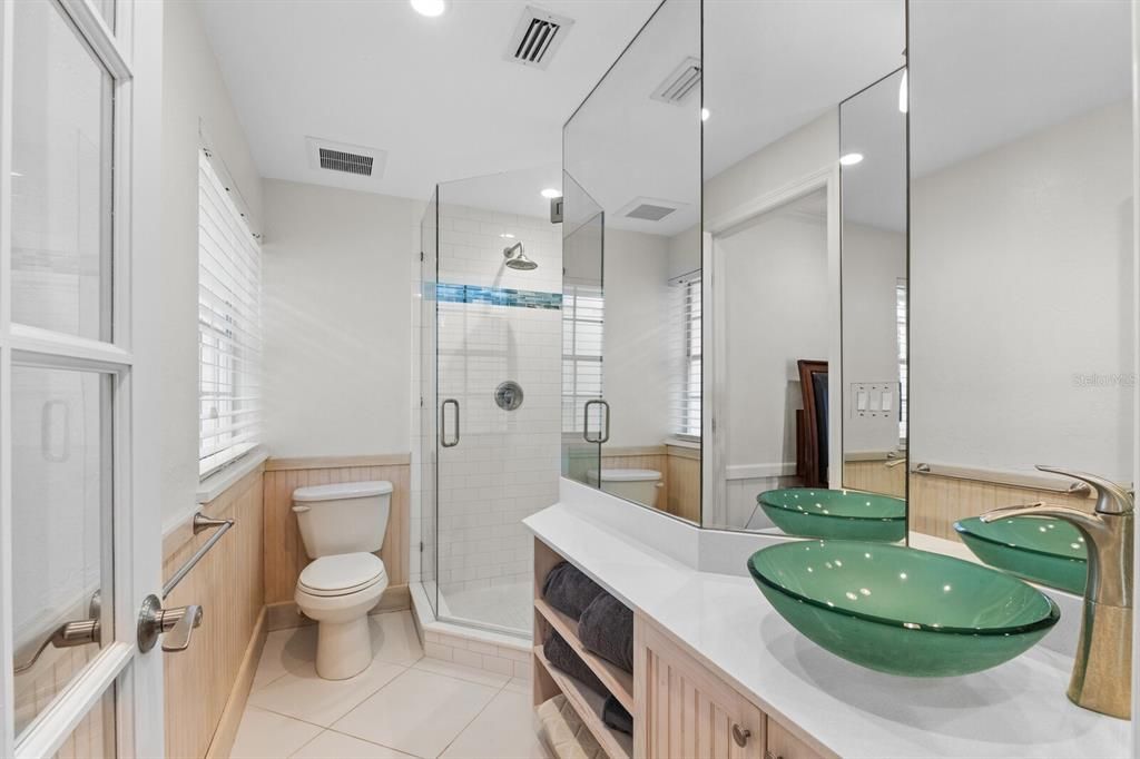 Bathroom, Glass Shower, Interior, Recessed Lighting