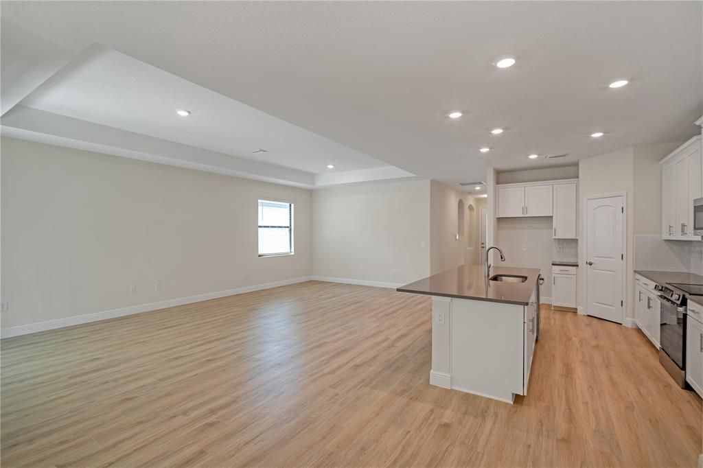 Interior, Kitchen, Recessed Lighting, Wood Texture Flooring