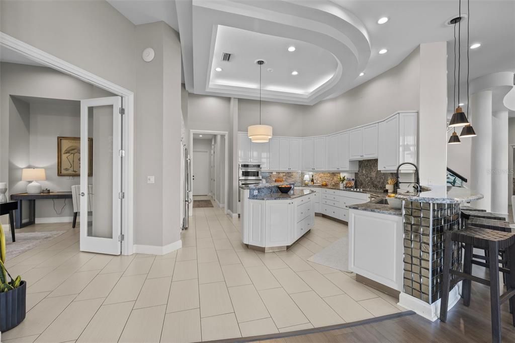 Interior, Kitchen, Living room, Pendant Lights, Recessed Lighting, Stainless Steel Appliances, Wood Texture Flooring