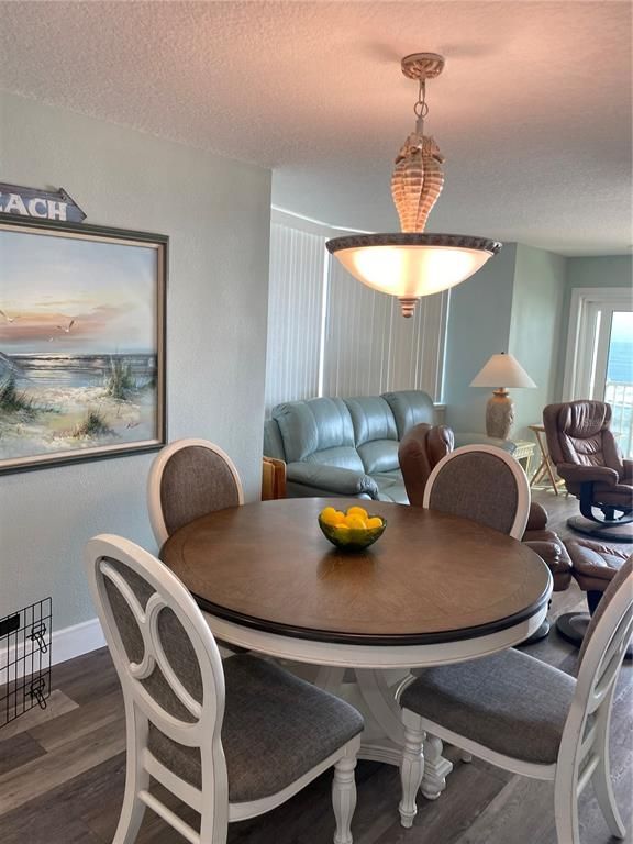 Dining room, Interior, Pendant Lights, Water, Wood Texture Flooring