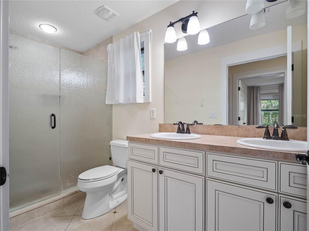 Bathroom, Dual Sink Vanities, Glass Shower, Interior, Recessed Lighting
