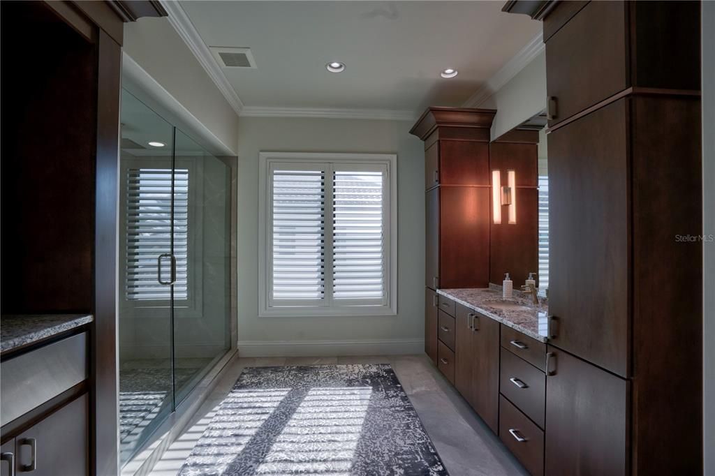 Bathroom, Glass Shower, Interior, Recessed Lighting