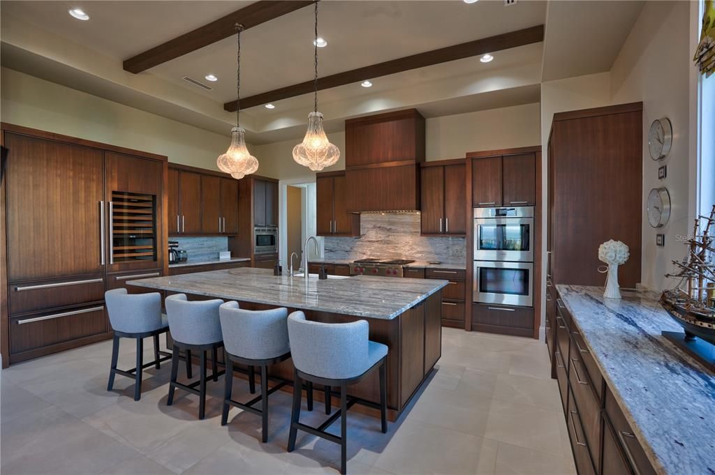 Interior, Kitchen, Pendant Lights, Recessed Lighting, Stainless Steel Appliances, Wooden Beams