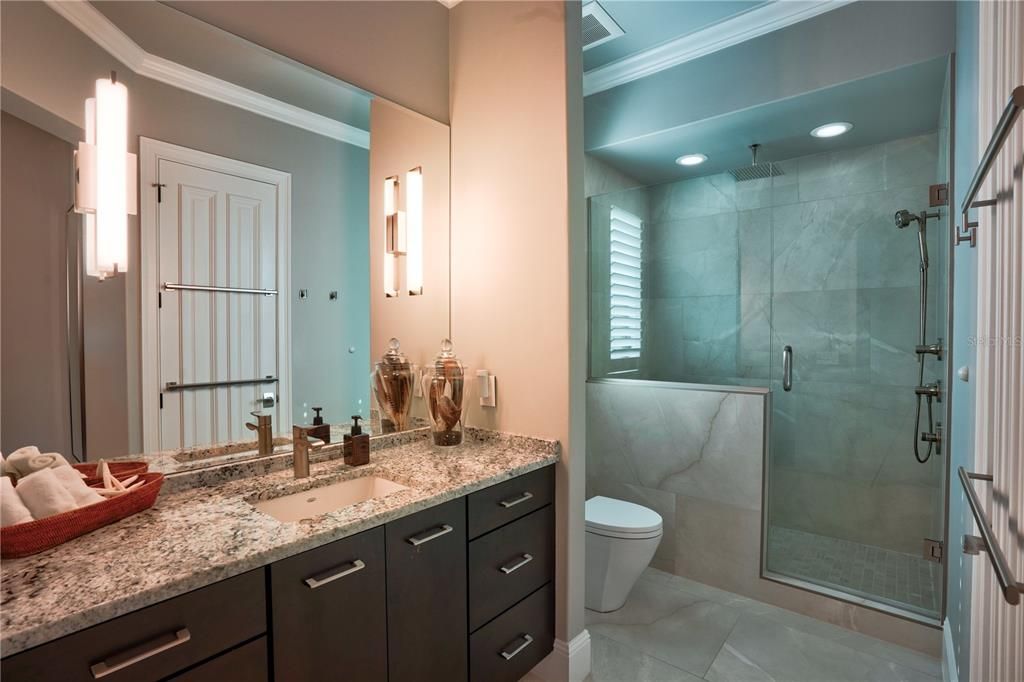 Bathroom, Glass Shower, Interior, Recessed Lighting
