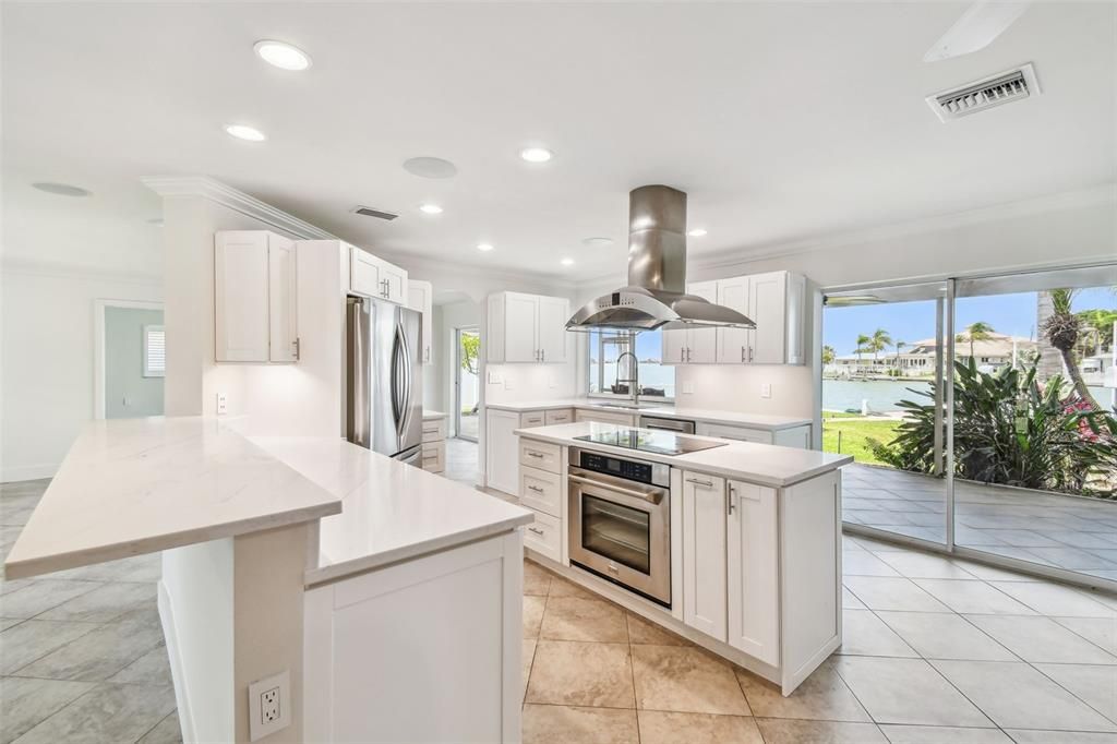 Interior, Kitchen, Recessed Lighting, Stainless Steel Appliances, Water