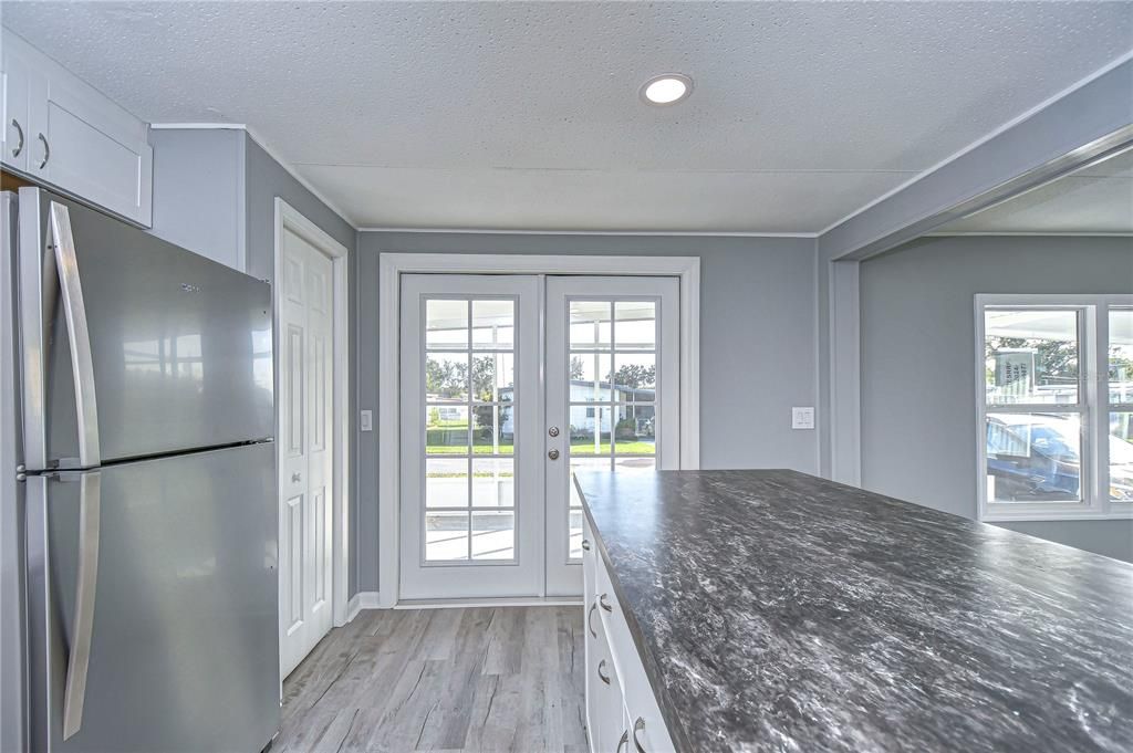 Interior, Kitchen, Recessed Lighting, Wood Texture Flooring