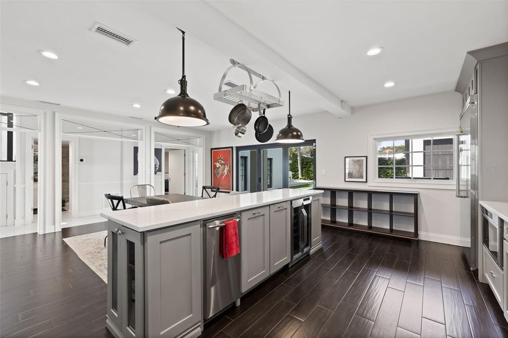 Interior, Kitchen, Pendant Lights, Recessed Lighting, Wood Texture Flooring